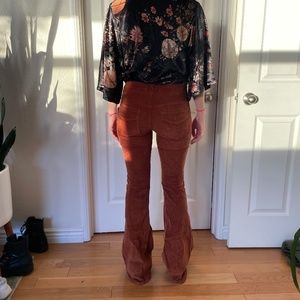 Copper Brown Free People Corduroy Flare Pant
